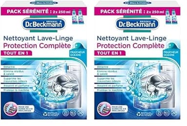 Dr. Beckmann Nettoyant Lave-Linge Protection Complète | TOUT EN 1 | Fraîcheur Océane (2X250ml)-500ml (Lot de 2)