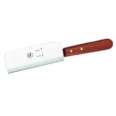 Louis Tellier - Couteau à Raclette en acier inoxydable - Couteau spécial raclette métal et bois - 24,5 x 1,5 x 4,5 cm - Côté coupe et côté raclette - Fabriqué en France