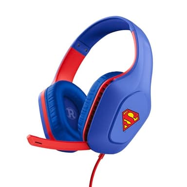 GXTrust 415SM Zirox Casque Gaming Licence Superman pour PC Xbox PS4 PS5 Switch Mobile, Transducteurs 50mm, Audio Jack 3.5mm, Câble de 1.2m, Casque Gamer Filaire Léger Over-Ear avec Micro, Bleu