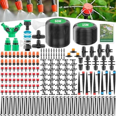 Forever Speed Système d'irrigation Jardin 315PCS Kit d'irrigation Goutte avec 60M + 15M Tuyau, Irrigation Goutte à Goutte Pulvérisation Systèmes de Refroidissement pour Jardin pelouse Serre Plantes