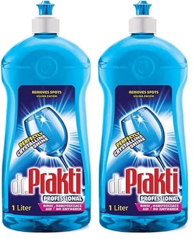 dr.Prakti Liquide de Rinçage pour Lave-Vaisselle, donne de la brillance à la vaisselle, ne laisse pas de traces, facilite le séchage, 1 l (Lot de 2)