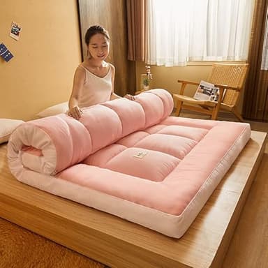 Futon Shiatsu ou Shiatsu, Futon transportable de Voyage, Pliable, Futon pour Massage, pour Yoga ou au Camping, Matelas Pliant Japonais Simple Et Moderne,Pink Jade,90X200cm