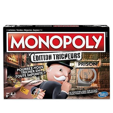 Monopoly Tricheurs, Jeu de Plateau pour Les Filles et Les Garçons, pour Fans de Jeux de Société Classiques, Cadeaux d'anniversaire, Version Française, À Partir de 8 Ans