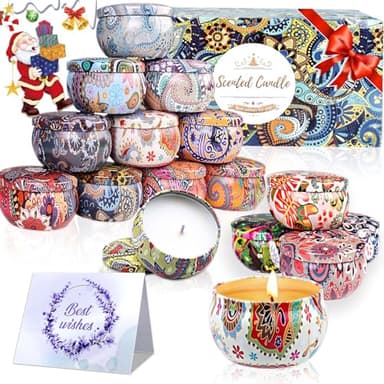 Lot de 16 petites bougies parfumées pour femme, bougies parfumées à la cire de soja naturelle - Cadeau pour calendrier de l'Avent, anniversaire, Saint-Valentin, fête des mères - 320 heures