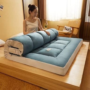 Futon Shiatsu ou Shiatsu, Futon transportable de Voyage, Pliable, Futon pour Massage, pour Yoga ou au Camping, Matelas Pliant Japonais Simple Et Moderne,Peacock Blue,90X200cm