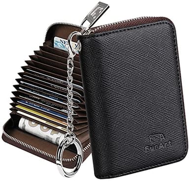 FurArt Porte Cartes de Crédit Fermeture Eclair, Blocage RFID Portefeuille avec Porte-clés Les Femmes Homm