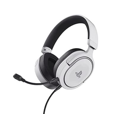 Trust Gaming GXT 498W Forta Casque PS5 Durable, Licence Officielle pour PlayStation 5, Casque Gamer PS4, Arceau Réglable, Câble de 1,2 m, Casque Gaming Over Ear avec Microphone Détachable, Blanc