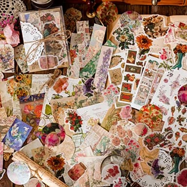 Kit de fournitures de scrapbooking vintage pour scrapbooking, journal, esthétique, autocollants, matériau éphémère, lot pour journal indésirable, bullet journal, planificateurs, carnets (83 pièces)