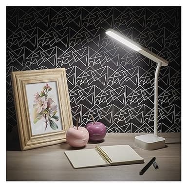 EMOS LUCY Lampe de bureau LED rechargeable via USB, durée d'éclairage de 96 h, puissance 2 W, luminosité 100 lm, sans fil, flexible, intensité variable, câble de charge USB de 1 m, blanc