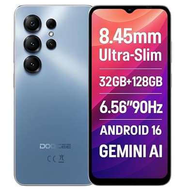 DOOGEE Note 56X Pro Smartphone Android 16 Débloqué, 8,45mm Ultra Mince&Léger, 32Go+128Go, 6,56" Écran 90Hz, Téléphone Portable 4G, Caméra 13MP+8MP, Batterie 6150mAh, 2 SIM, Gemini AI NFC, GPS Gris
