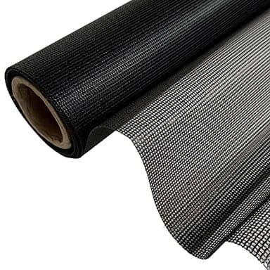 EU Fabrics Tissu Maille PVC Noir Résille 200 cm x 200 cm, Polyester/PVC, Ignifuge, Prédécoupés, Uni, Tissu
