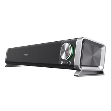 Trust Asto Enceinte PC Barre de Son 12 Watt, avec Connecteurs pour Casque et Micro, Alimentation USB, Système Audio pour PC, Ordinateur Portable, TV - Noir