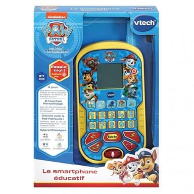 VTech - Pat' Patrouille, Le Smartphone Éducatif, Téléphone Portable Enfant avec Écran Rétroéclairé, 4 Jeux, Jouet Interactif Paw Patrol, Cadeau Enfant de 3 Ans à 7 Ans - Contenu en Français