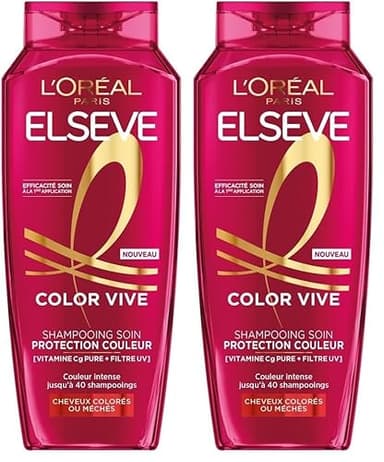 L'Oréal Paris - Shampooing Soin Protection Couleur - Protection Couleur Jusqu'à 10 Semaines - Pour Tous Types de Cheveux Colorés ou Méchés - Enrichi en Pivoine et Filtre UV - Elseve Color-Vive - 400ml