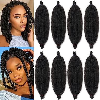 Xtrend - Lot de 8 paquets de cheveux afro torsadés pré-séparés pour fausses dreadlocks - Noir naturel - 30,5 cm - 1B#