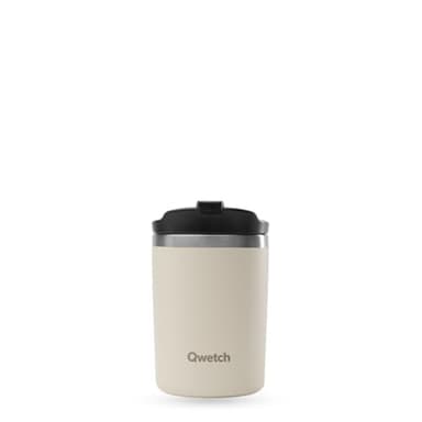 QWETCH - Travel Mug Isotherme - Sable 240ml - Thermo Café & Thé en Inox - 6h Chaud et 12h Froid - Compacte & Étanche, Mug de voyage