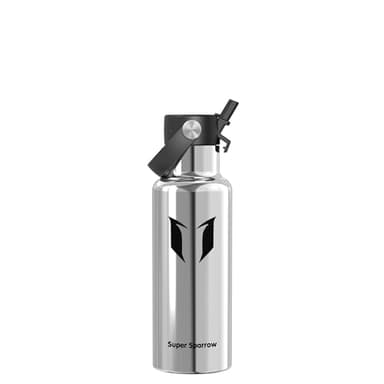 Super Sparrow Gourde Isotherme 500ml - Bouteille Isotherme avec Paille - sans BPA - Gourdes Enfant INOX Bouche Standard pour Sport, Voyages, L'école, Bureau, Maison