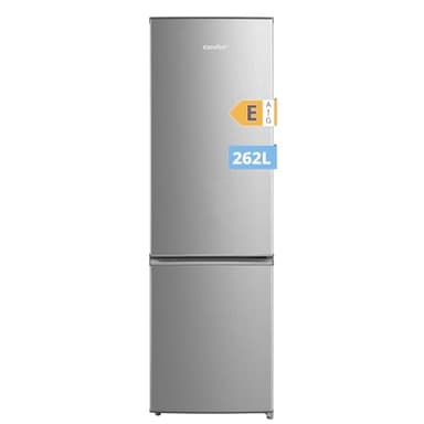 Comfee' RCB359IX2 Réfrigérateur Combiné, 262L(197+65), Grande Capacité, Low Frost, Hauteur 177,3 cm, Faible Bruit 39 dB, Éclairage LED, Température Réglable, Acier Inoxydable