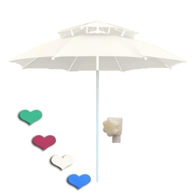 Parasol de terrasse, 2,9 m, résistant au vent et à hauteur réglable, parasol de table d'extérieur avec auvent en fibre de verre, imperméable, design à 2 niveaux, beige, 240cm/7.9ft