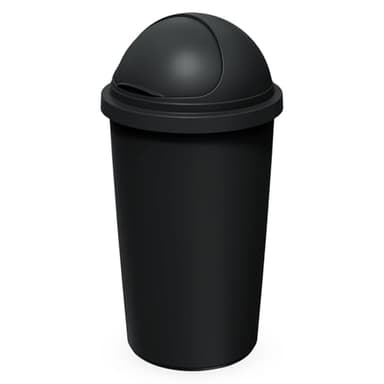 Spetebo XXL Poubelle avec Couvercle Dôme Noir - 50 L - Ronde avec Couvercle Coulissant - Grande Poubelle de Collection Recyclable