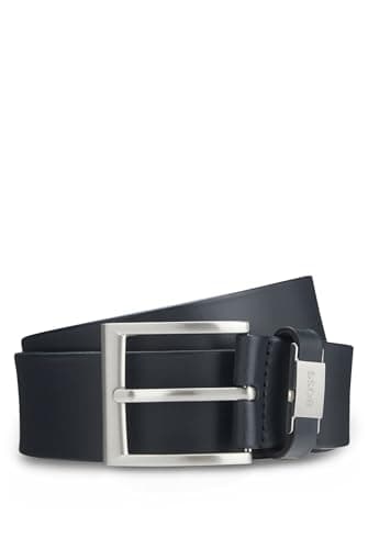BOSS Hommes Connio Ceinture en cuir italien avec passant logoté et détail métallique brossé