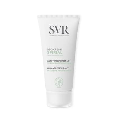 SVR - Spirial Déo-Crème - Gamme Spirial – Anti-transpirant 48h multi-zones – Pour transpiration normale à excessive – Aluminium chlorohydrate, probiotiques, terre de diatomée – 50 ml