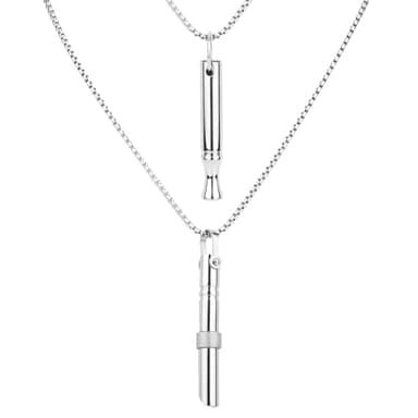 Mikovivi 2pcs Collier de Respiration de Pleine Conscience, Collier en Acier Titane Anti-Anxiété Respiration Facile Argent Relaxant Pendentif pour Femmes Hommes