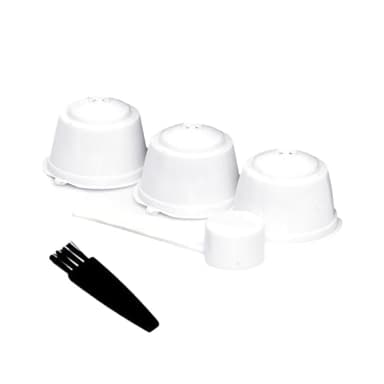 Voarge 3 capsules de café, filtre à café, capsules pour cafetières Dolce gusto réutilisables rechargeables - + 1 cuillère à remplir - 1 brosse de nettoyage en cadeau, blanc