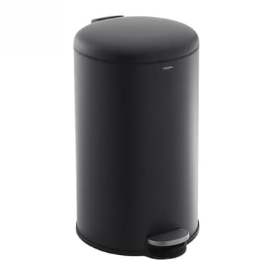 CASABEL Poubelle Cuisine 50 Litres - 100% Acier Inox, Anti-Traces, Corbeille Ronde avec Pédale et Couvercle pour Salle de Bain, Cuisine, Bureau - Noir