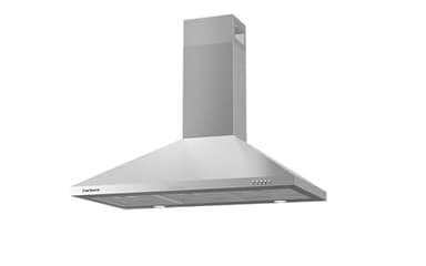 Corberó KURAMATHI960X Hotte décorative Pyramide Acier Inoxydable 90 cm Débit 621,71 m³/h 165W 3 Vitesses 2x Filtre Aluminium Filtre Charbon Efficacité Énergie A