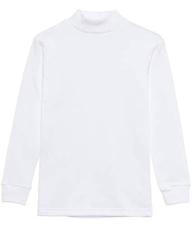 Channo Chemise de sous-vêtement Thermique pour Enfants à col Haut et à Manches Longues, Couleurs Unies - Lot de 1, Blanc, 16 Ans