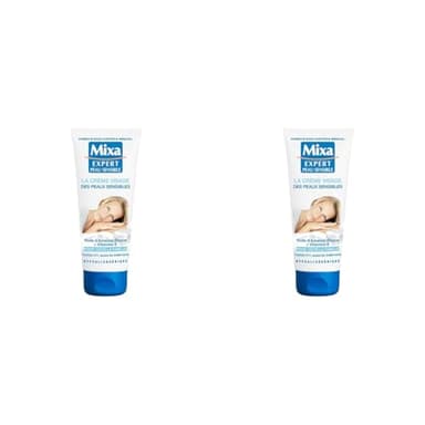 Mixa Expert Peau Sensible la Crème Visage des Peaux Sensibles à l'Huile d'Amande Douce et Vitamine E, 100ml (Lot de 2)