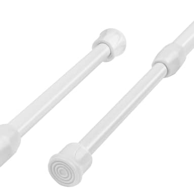 HOTUT Tringle Rideau Extensible, 2 Pièces Tringle à Rideau Flexible et Réglable, S'étend et Se Rétracte Sans Perçage, pour Les Fenêtres, Armoires, Penderies, Douches, Blanc, 30-50cm (Blanc)