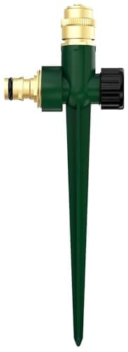 LATERN Métal Arroseur de Jardin, 360 Degrés Robuste Arroseur à Impact Grande Surface Pulvérisateur D'irrigation Automatique avec Piquet Métallique pour Pelouse Jardin Arrosage Plantes Fleurs Légumes