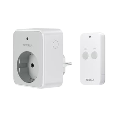 TESSAN Prise Telecommande sans Fil, Prise avec Telecommande Portée 30,5M, 3600W avec Commutable et Magnétique, Programmable Convient à l'Intérieur