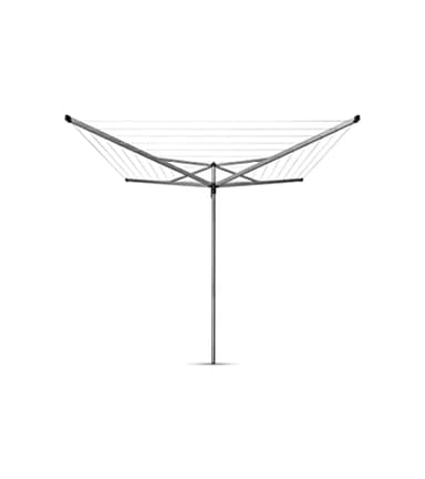 Brabantia - Séchoir Rotatif Essential - Etendoir Linge Extérieur - Antidérapantes - Résistantes UV - Ouverture Facile - D'œillets Spéciaux - Compatible avec Les Cintres - Gris Métallique - ø 295 cm