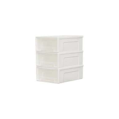 Cetomo 5L*3 Tiroirs de Rangement en Plastique, Organisateurs de Bureau, Tour de Rangement pour Fournitures, Dortoir et Cosmétiques, Superposable, Durable, PP, Sans BPA, Blanc & Clair, 5L - Lot de 3