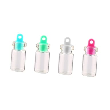 SEWACC Mini Bouteilles à Vœux en Verre Transparent 0,5 Ml 10x18 Mm avec Bouchon Plastique Multicolore, Lot de 50 Pièces pour Décoration Diy, Pendants ou Échantillons de Laboratoire