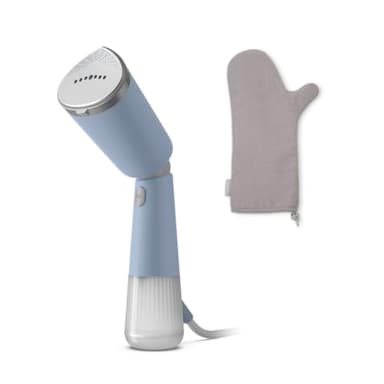 Philips Défroisseur à Main 5000 Séries - Steamer 1300W, Vapeur 24g/min, Réservoir 120ml, prêt en 35sec, plaque chauffante, modes Éco & Max, pochette, Léger 720g, bleu céleste (STH5020/20)