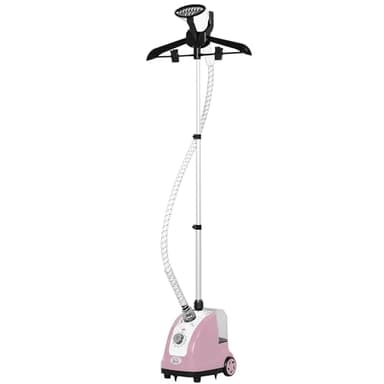 HOMCOM Défroisseur vapeur vertical défroisseur à vêtements 1,4 L 1950 W débit vapeur 32g/min tige telescopique rose noir