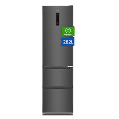 CHIQ Réfrigérateur autonome de 282 l avec tiroirs de congélation, 282 l, double système d'inverter, sans gel, multi-flux d'air, entrée intelligente à l'écran tactile, compresseur