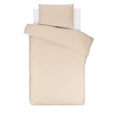 Lovely Hippo Drap Housse 80x160 (100% Coton) + Housse de Couette 120x170cm + Taie Oreiller Enfant 40x60cm - Parure 100% Coton pour Lit Cabane 80x160 cm (Blanc/Vanille, Parure 80x160 cm (3 pièces))