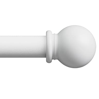 Tringle Rideau, 80-157 cm Tringle à Rideau Extensible avec Embouts à Boule avec Supports, 16mm de Diamètre Fenêtre Décorative tringle rideaux (Blanc)