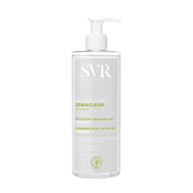 SVR - Sebiaclear Eau Micellaire - Gamme Sebiaclear – Eau nettoyante purifiante et matifiante – Pour peaux mixtes à grasses, sensibles ou à tendance acnéique – Gluconolactone, Micelles – 400 ml