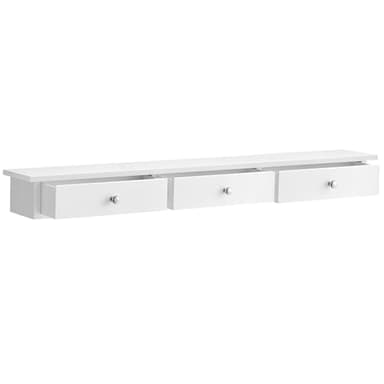SONGMICS Étagère Murale, Étagère Flottante avec 3 Tiroirs, Charge 15 kg, 15 x 80 x 10 cm, pour Couloir, Salon, Bureau, Gain de Place, Style Moderne, Blanc LWS085W01V1