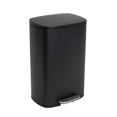 KITCHEN MOVE Poubelle de cuisine à pédale 50L Design ADMIRAL Noir mat en acier Inox avec seau et fermeture douce