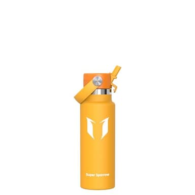 Super Sparrow Gourde Isotherme - 18/10 Ultra Léger Bouteille Isotherme - 350ml - Gourde Sport Étanche Avec Couvercle à Paille - Gourde Enfant sans BPA, pour Voyages, L'école, Bureau, Maison
