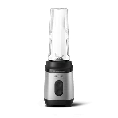 Philips Blend & Go Série 3000 Mini Blender Smoothie – 350W, Gobelet 0,6L, Lames Détachables 4 Branches, 2 Vitesses, Compatibles Lave-vaisselle, Technologie ProBlend, Compact, Argent (HR2671/00)