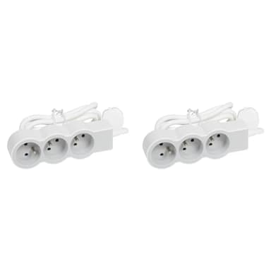 Legrand - Rallonge multiprise Extra-Plate avec 3 Prises de Courant avec Terre avec Cordon 1,5m - Blanc et Gris Clair (Lot de 2)