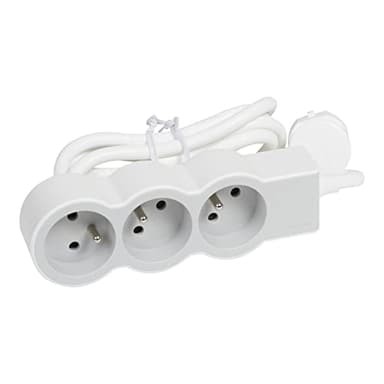Legrand - Rallonge multiprise extra-plate avec 3 prises de courant avec terre avec cordon 1,5m - blanc et gris clair